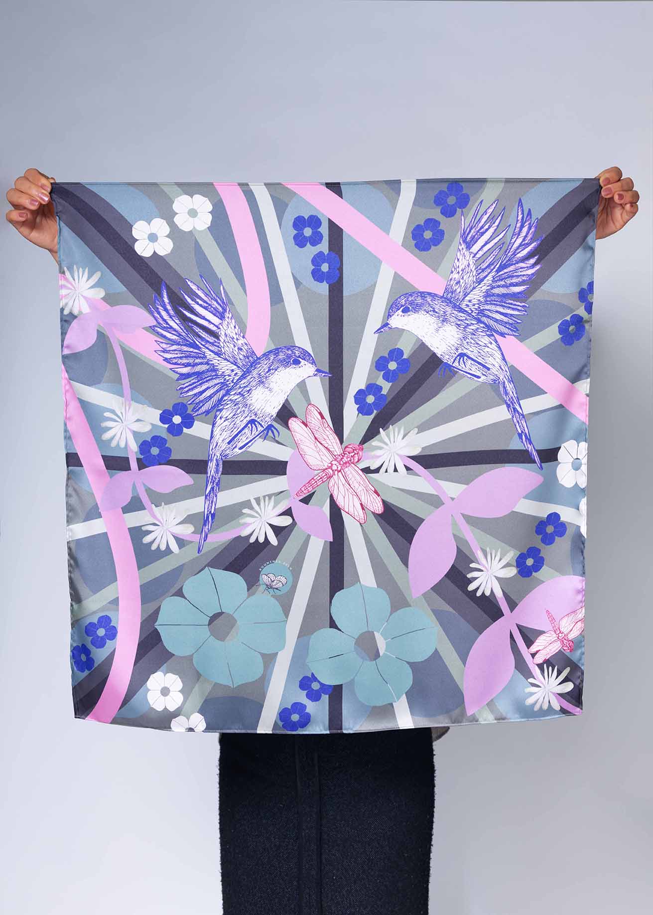 Foulard en satin - SAT005Oiseau67