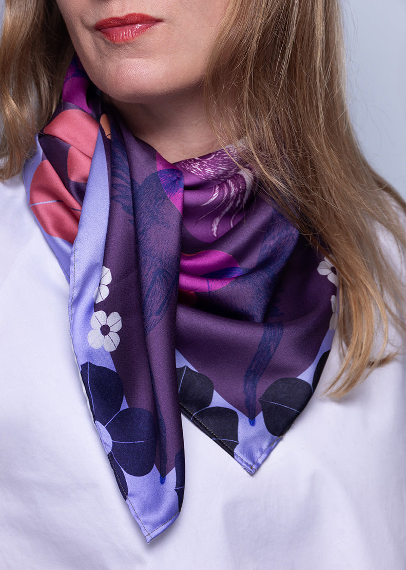 Foulard en satin - SAT007Oiseau67