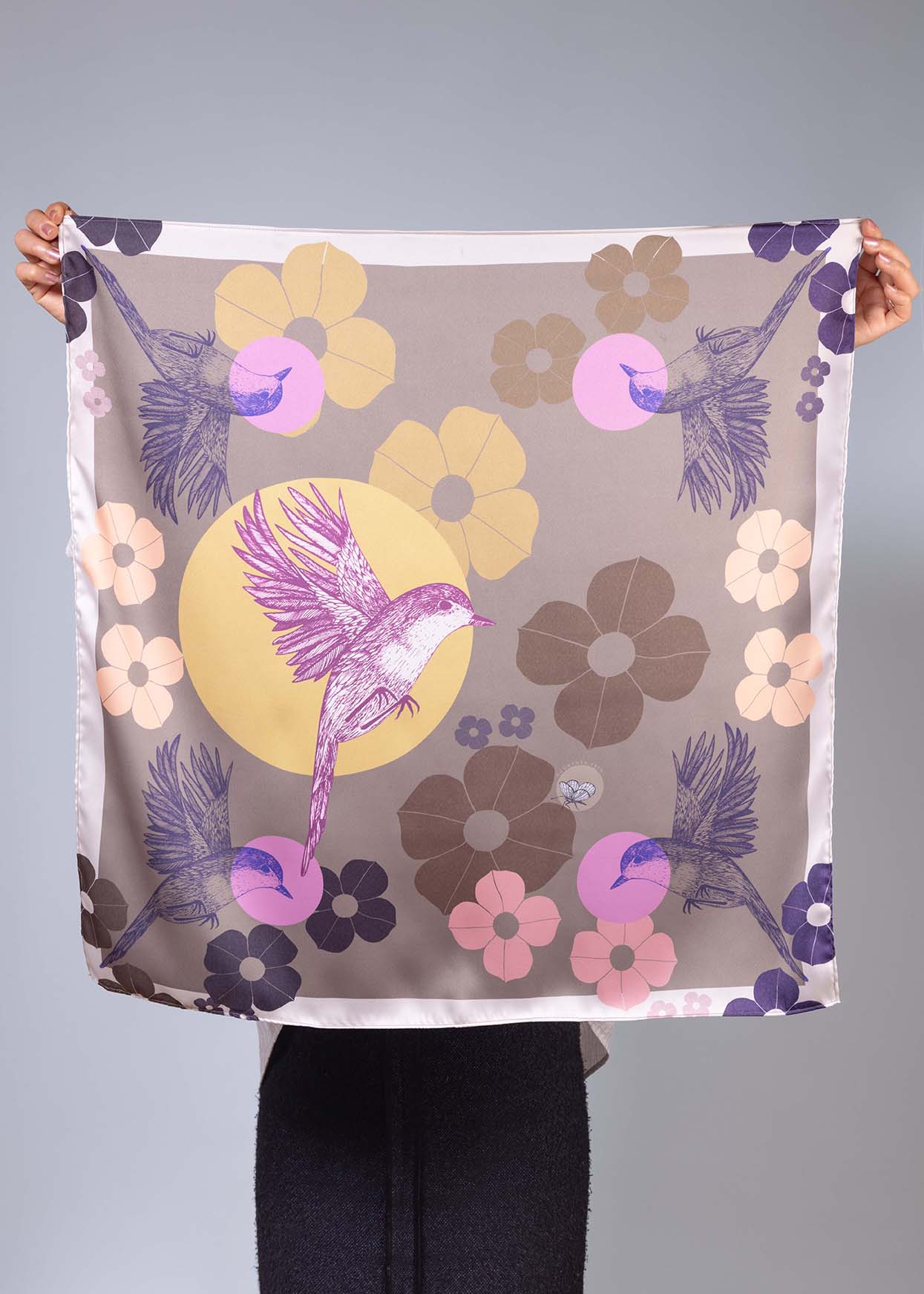 Foulard en satin - SAT006Oiseau67