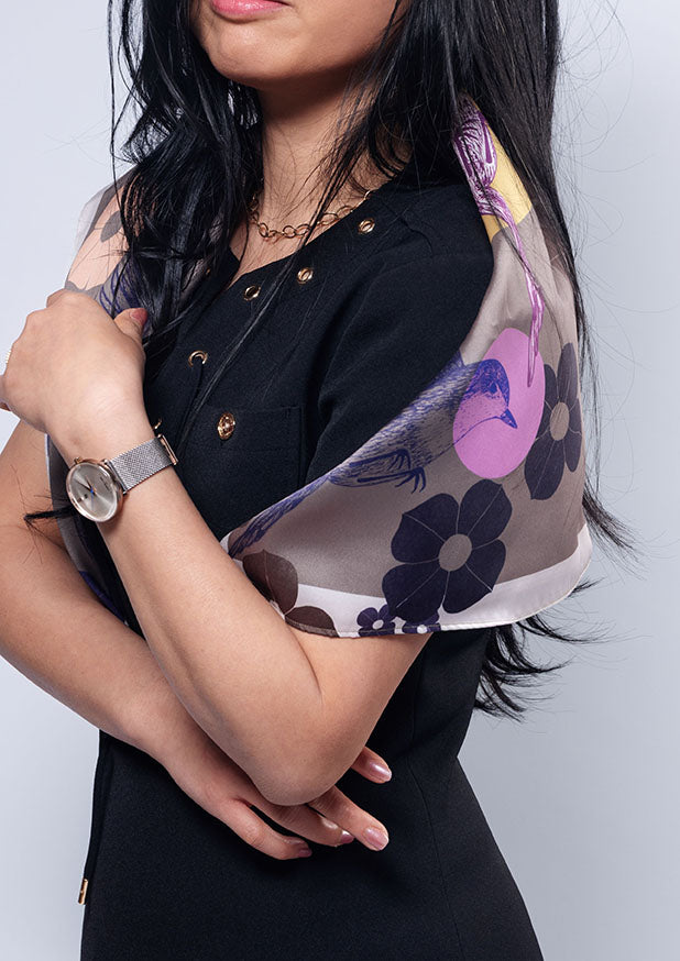 Foulard en satin - SAT006Oiseau67